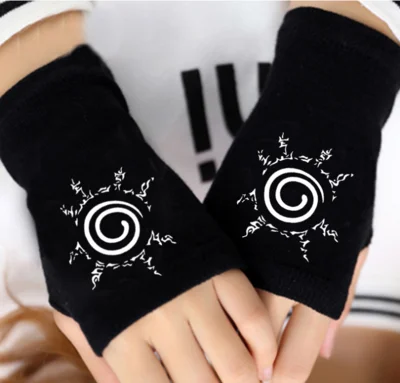 Naruto cool Anime Half Finger Gloves Cotton Warm Fingerless Glove Cosplay Mitten Unisex New Gifts - Цвет: see chart10