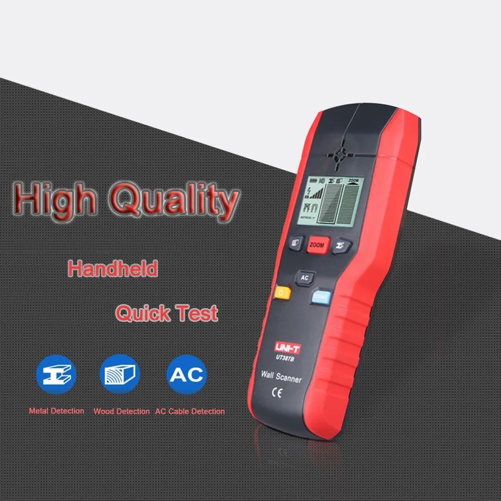 

UNI-T UT387B Multifunctional Handheld Wall Detector Metal Wood AC Cable Finder Scanner Tester Portable Wall Detector