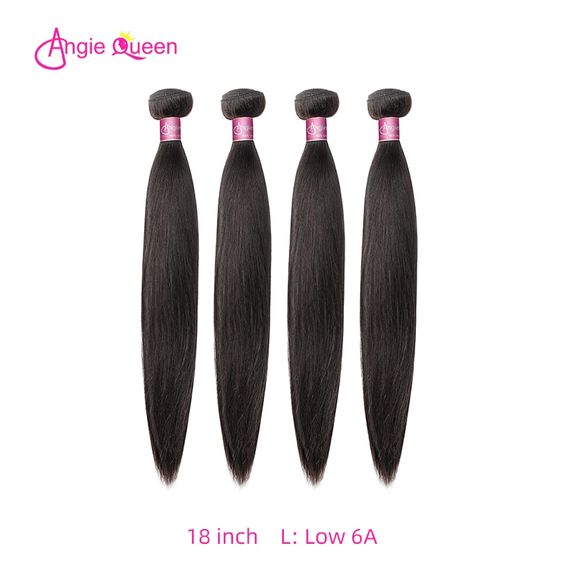 

Angie Queen Straight Indian Hair Weaves 100% Human Hair Bundles Remy Hair Bundles Remy Hair Natural Color 8'-26' L