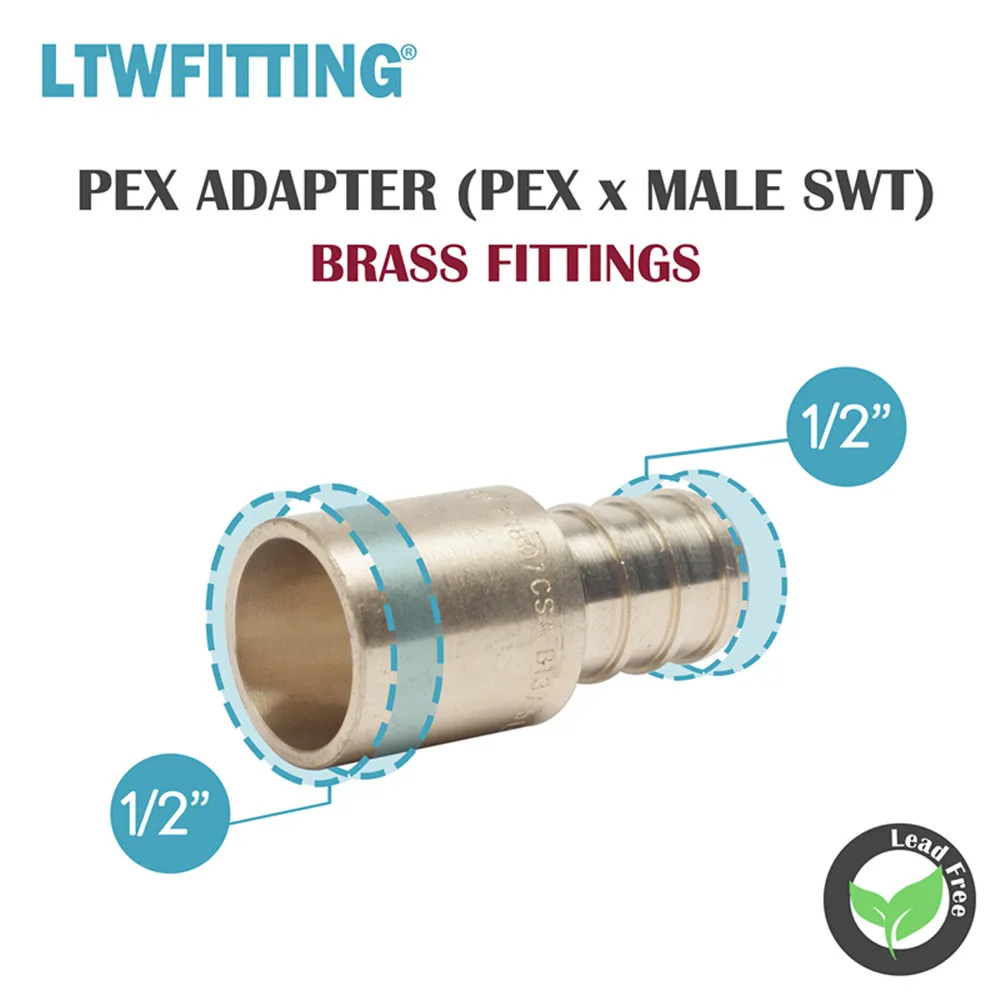LTWFITTING свинцовый Латунный переходник PEX Fitting 1/2 &quotPEX x 1/2&quot Мужской адаптер для