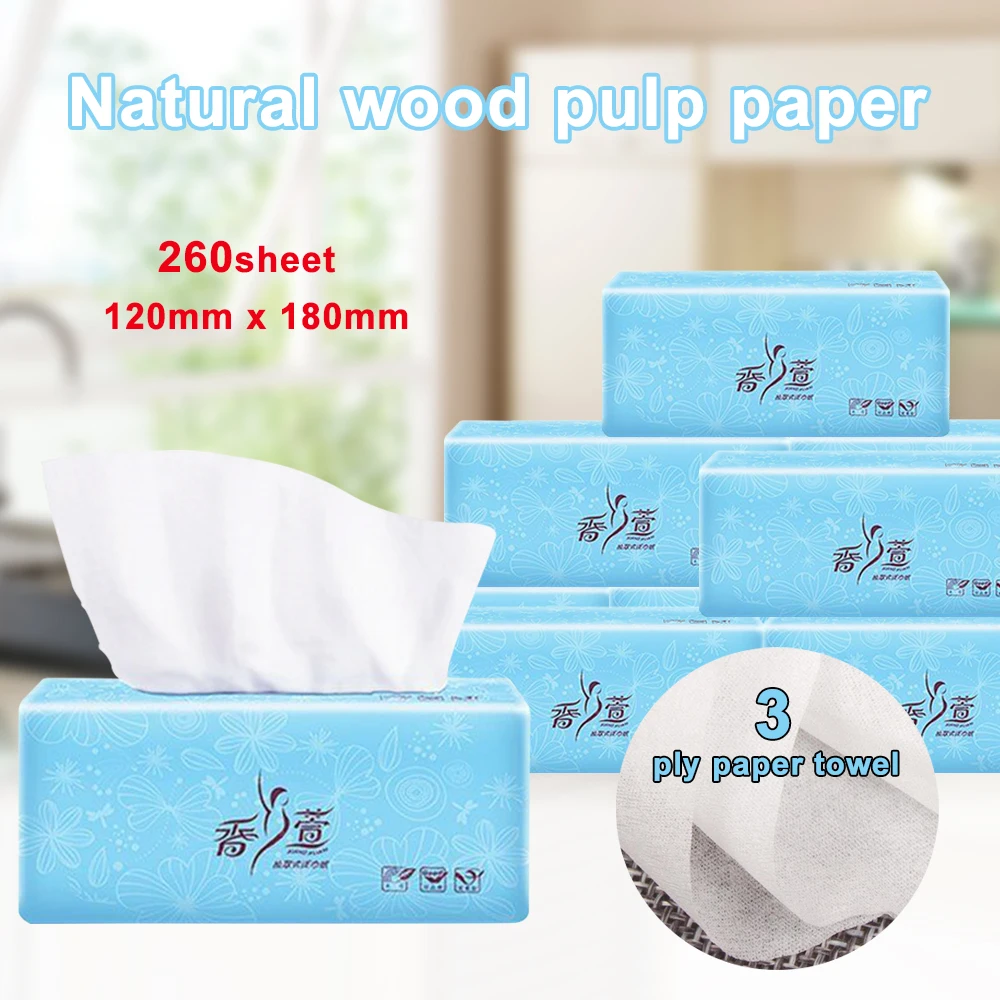 260 листов деревянная мягкие салфетки для лица бумага 3-слойный Карманный туалет