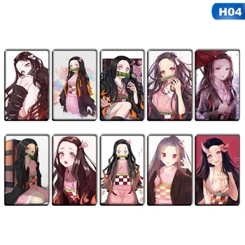 

10PCS Anime Demon Slayer Kimetsu No Yaiba Anime Card Sticker Pack DIY Waterproof Card Classic Kids Stickers Toys