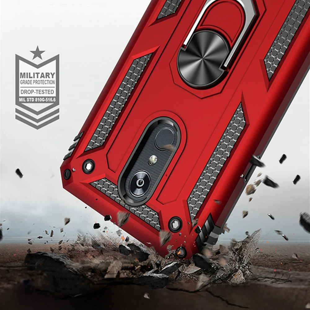 For LG Stylo 4 5 Aristo 2 3 K40 K12 Plus X4 K50 Q60 K10 K30 Military Anti-fall TPU PC Ring Car magnetic Stand Case