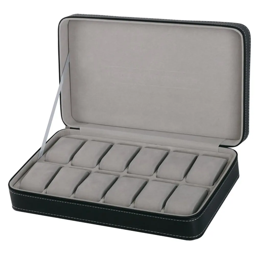 12 слотов коробка для хранения часов Органайзер на молнии простой стиль многофункциональный браслет дисплей шкатулка