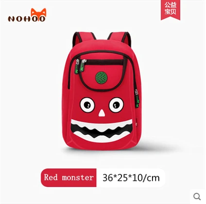 NOHOO 3D Детские школьные ранцы для мальчиков, милые детские рюкзаки для малышей, детский рюкзак для детей, mochila escolar menino - Цвет: Red monster