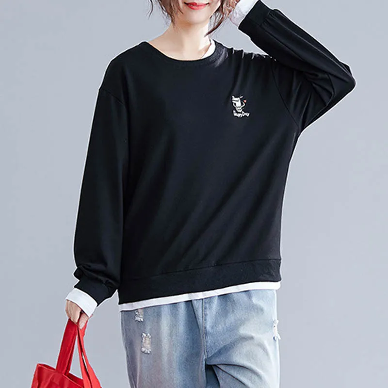 Осенняя женская футболка, большие размеры, обхват груди 150 см, 6XL, 7XL, 8XL, 9XL, футболка с длинным рукавом, женская, черная, розовая