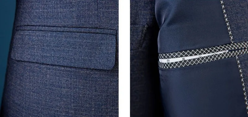 Slim Fit Для мужчин костюмы Свадебные Жених размера плюс 4XL джентльмен Бизнес Повседневное смокинг мужской темно-серый синий комплект из 3 предметов, костюм