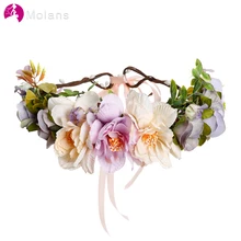 Моланов женщин невесты цветок лента для волос свадебный цветочный Корона лента-гирлянда девушка аксессуары для волос Головные уборы