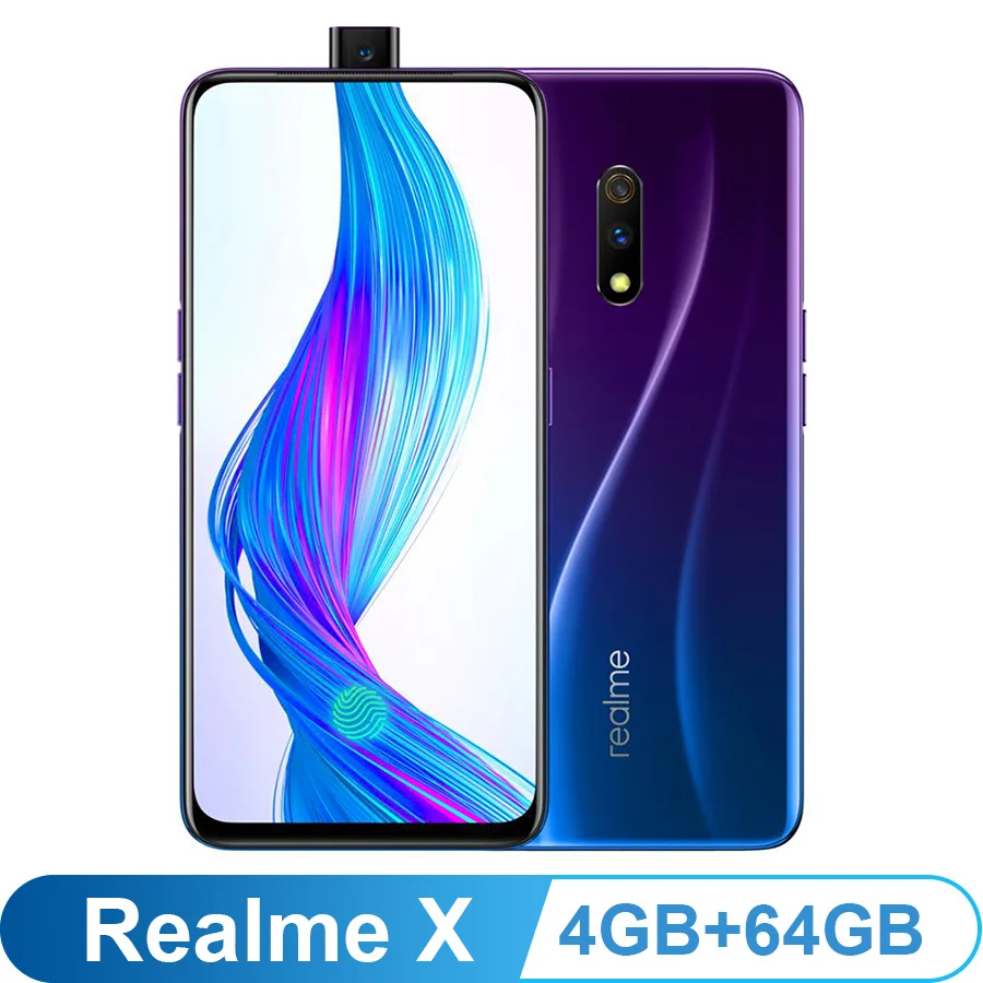 CN версия OPPO Realme X 6,5" Android 9,0 2340X1080 4/6/8 GB/64 Гб 128 ГБ Встроенная память 48.0MP отпечатков пальцев Snapdragon 710 4 аппарат не привязан к оператору сотовой связи для мобильного телефона - Цвет: 4GB 64GB Blue