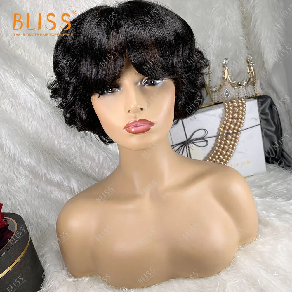 Парик BLISS с волнистыми волосами бразильский короткий парик вырезанными без клея