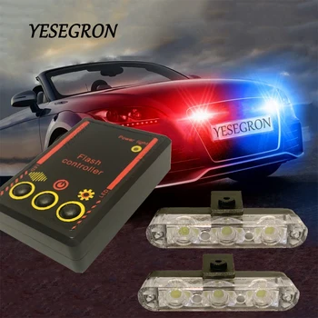 

2Pcs 3 LED Stroboscope Light 12V Auto Car Motorcycle Strobe Police Light New Controller Flashing Modes Truck Emergency Flasher