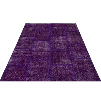 

Handmade Purple Vintage Overdyed Patchwork Area Rug 160x230 Cm-5'3''X7'7''