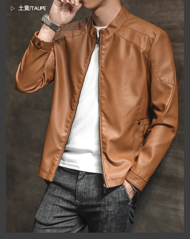 Leather Coat Men's New Style Korean-style MEN'S Leather Coat Casual Youth Trend Handsome Leather Jacket Spring And Autumn MEN'S