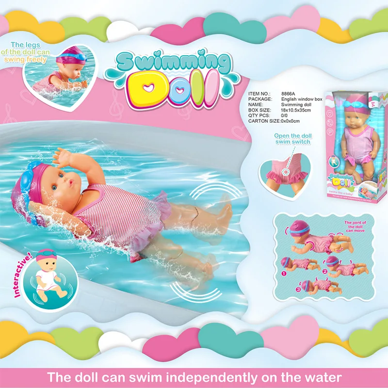 Автоматический стиль плавания Электрический Водонепроницаемый Ванная комната Пляж Бассейн надувной детский сёрф игрушка детская кукла для детей подарок для детей