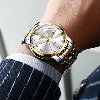 BELUSHI Men’s Fashion Business Quartz Wrist Watches Stainless Steel Waterproof Analog Watch Men Calendar Clock 2021 New Watches