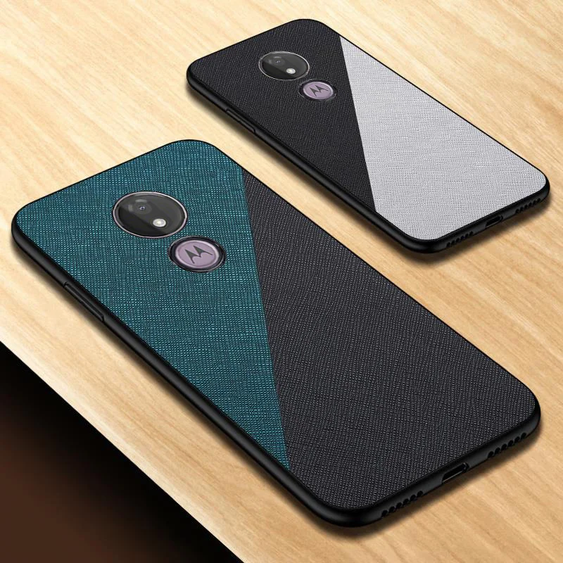 E6 Plus Ultra-Thin Silicon Case For Moto G7 Plus Case Cloth Texture Leather Back Cover For Moto G7 Power Play E6 Plus E5 Cover