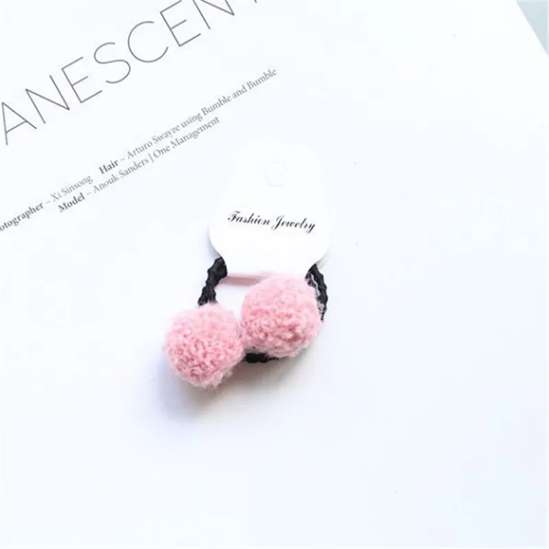 han pink rope 10 компл./лот милые девушки, "конский хвост", держатели для детей BB зажимы резинки для волос детский мяч резинка для волос с помпонами помпон для волос Веревка Аксессуары - Цвет: han pink rope