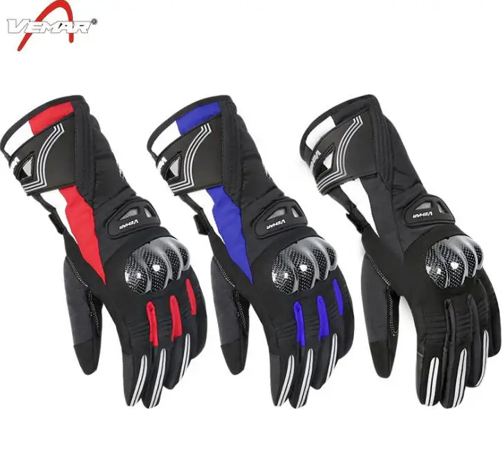 VEMAR зимние Мотоциклетные Перчатки флисовые ветрозащитные Guantes Moto Luvas мотоциклетные Нескользящие водонепроницаемые перчатки для мотокросса сохраняющие тепло