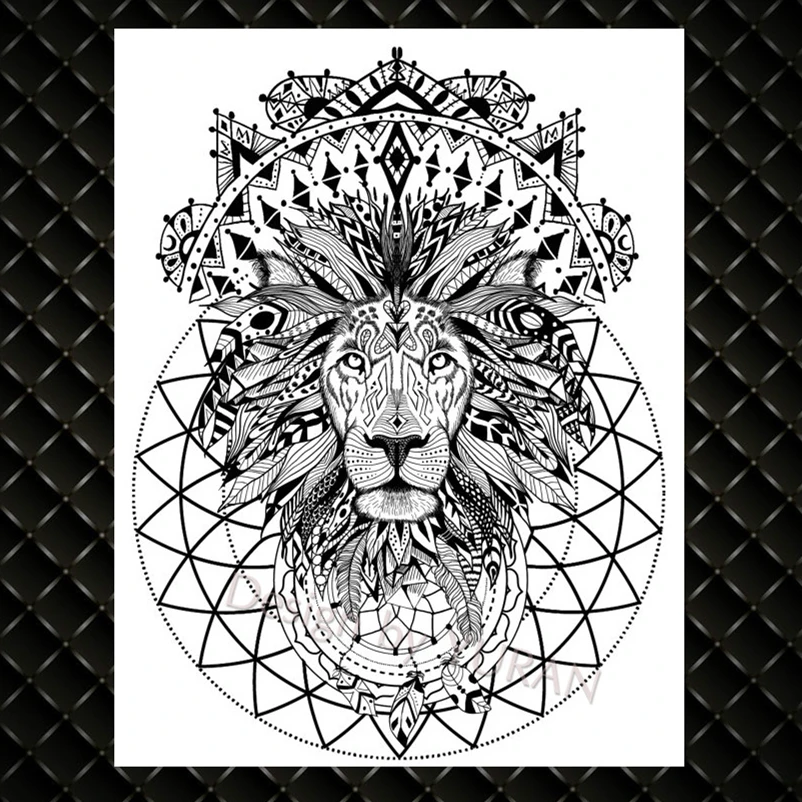 Временные татуировки Tigrish Tribal Wolf для искусственных татуировок на грудь