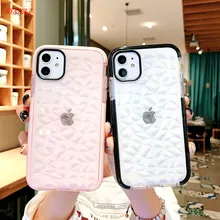 Прозрачный чехол для iPhone 11 Pro Max XR X 7 8 Plus, мягкий ТПУ 3D Алмазный Узор, задняя крышка, полный корпус, прочный бампер XS Max Capa