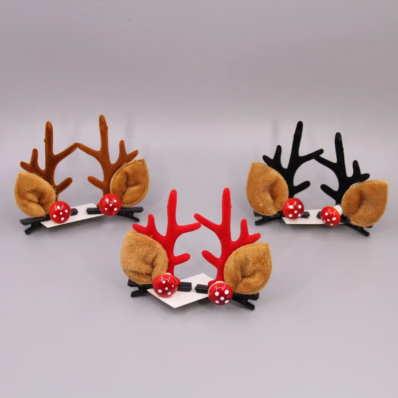 

2pcs Cute Deer Ear Flower Hairpins Christmas Barrettes Hair Accessories Hair Decorationd Beautiful Deer Antlers Hair Clips