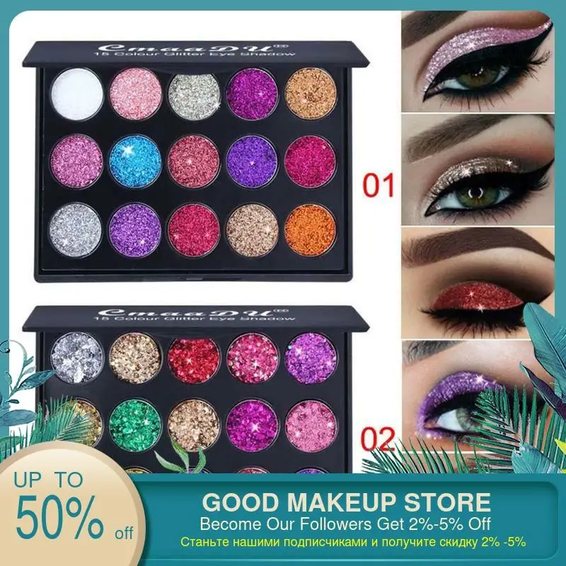 15 цветов матовые тени для век Алмазные блестки диск теней Блестящий Жемчуг