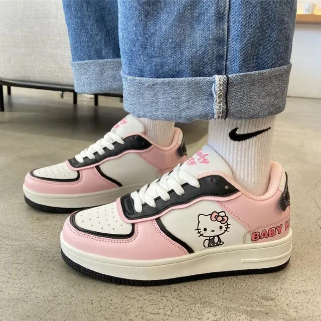Cartoon Hello Kitty Shoes All-match Light Breathable Casual Women Shoes Lady Sport Shoe Cute Pink Sneakers For Girl 4