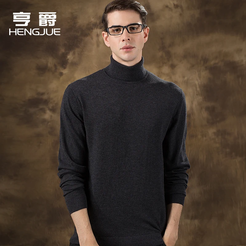 Turtleneck Sweater Men's Pure Wool Sweater Korean Style Bottoming Sweater Thin Large Size Thickened Sweater Autumn and Winter