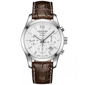

LONGINES MEN'S 41MM LEATHER BAND STEEL CASE AUTOMATIC WATCH L2.786.4.76.3