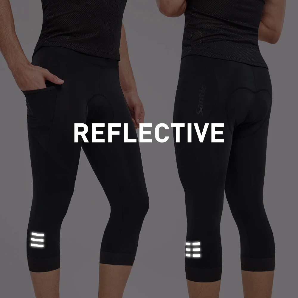 Cycling pants Santic Men Summer Cycling Pants Mountain Bike Cycle Jersey Cropped Pants Shorts Reflective Tight WM1C05131H
