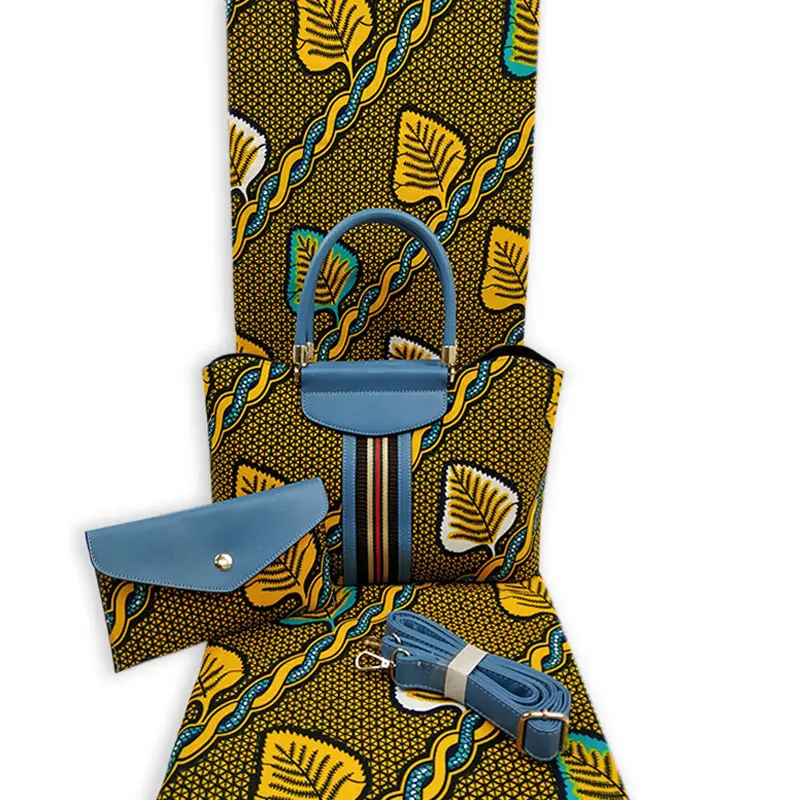 Женские кошельки и сумки в африканском стиле, восковая сумка, набор, африканская восковая ткань, 6 ярдов/партия - Цвет: 4