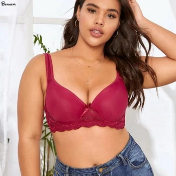 

Beauwear Sexy Bras For Women Smooth Ultrathin 3/4 Cup Bra Deep V Underwear D E Cup Bras Lingerie 6 Colors Brassiere New Lingerie