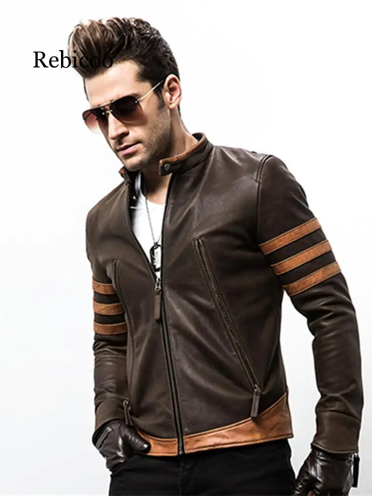 

2019 Zippers Jacket Mens High-end Wolverin PU Leather Motorcycle Leather Logans Bomber Jacket Casual Outwearr Mans Coats Jacket