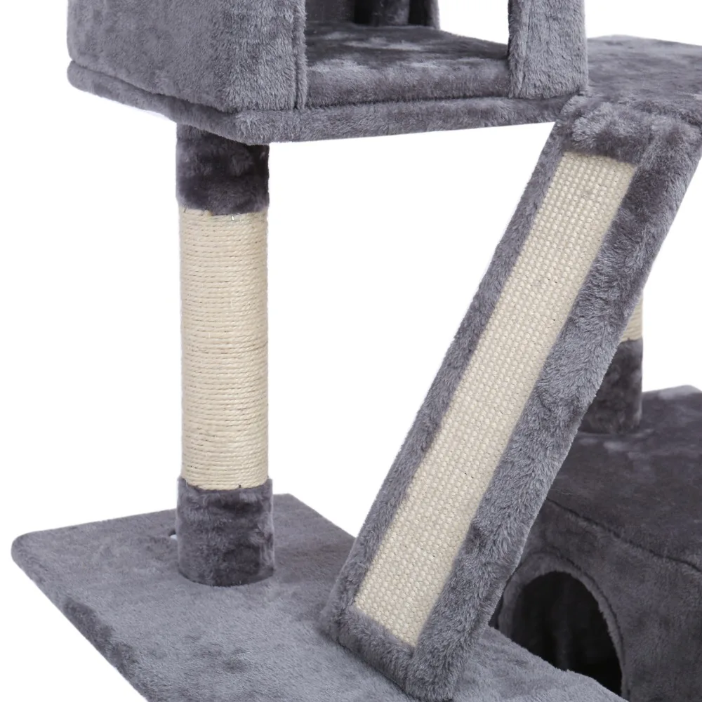 Pet Cat Climbing Tree Cat Condo Kitty Tower with Scratching Post Hammock Bed Multi Level Cat Climbing Activity Tree for Cats
