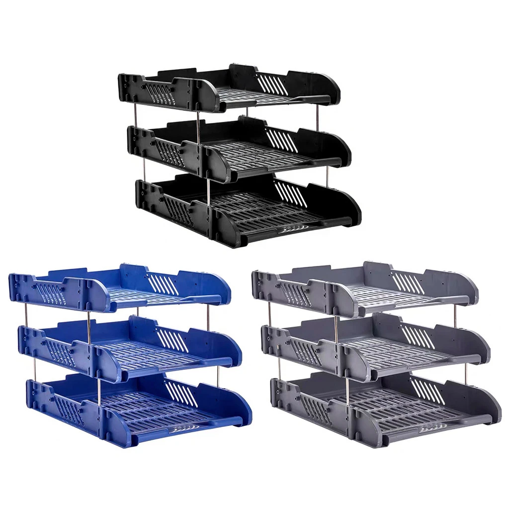 3 Layers Plastic File Basket, Thicken Plastic File Desktop Storage
