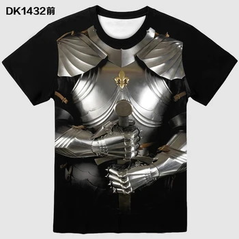

Hot fashion personality t-shirt roman armor 3D digital printing pattern men's hedging short-sleeved t-shirt