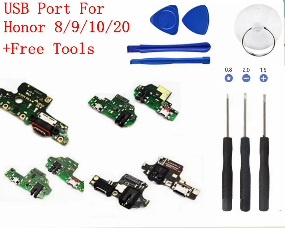 

USB Charger Dock Port With Microphone Charging Board Flex Cable For Huawei honor 8 8 lite 9 9i 10 honor 9 lite v8 v9 v10