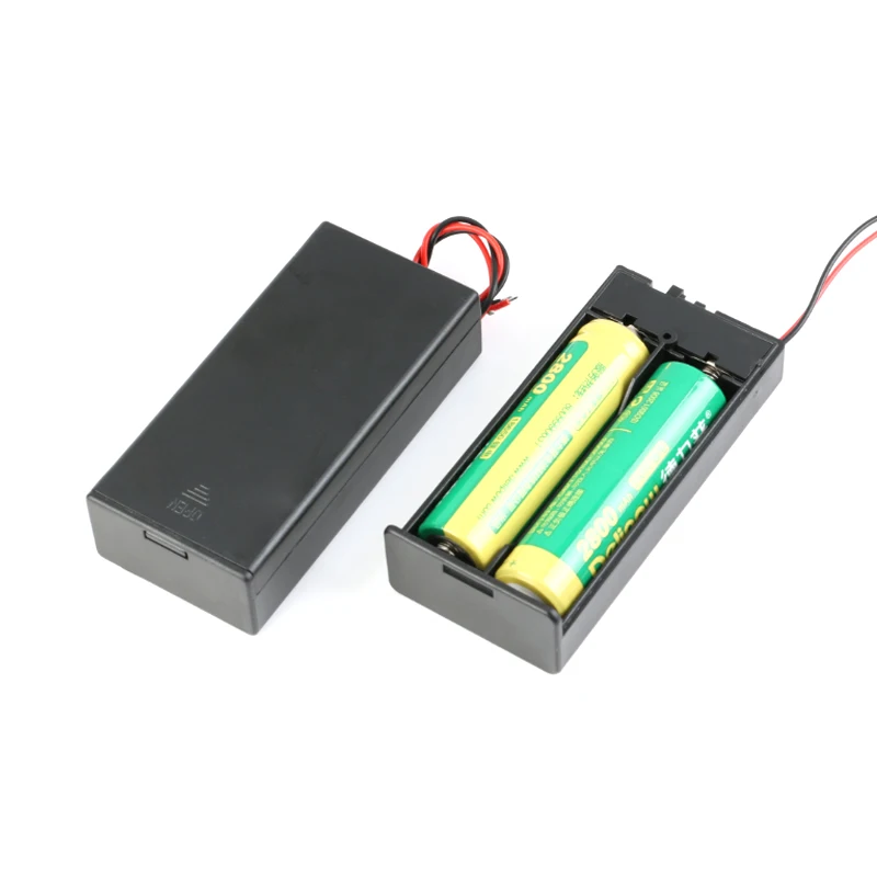 218650 Battery Box Case Holder Series Battery Storage Box Switch&Cover DC Plug For 2x18650 DIY Batteries Holder