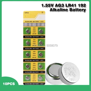 

10PCS Button Battery 1.55V AG3 392A L736 LR41 392 384 SR41SW CX41 192 AG 3 G3 LR736 SR41 Alkaline Button Cell Coin Batteries