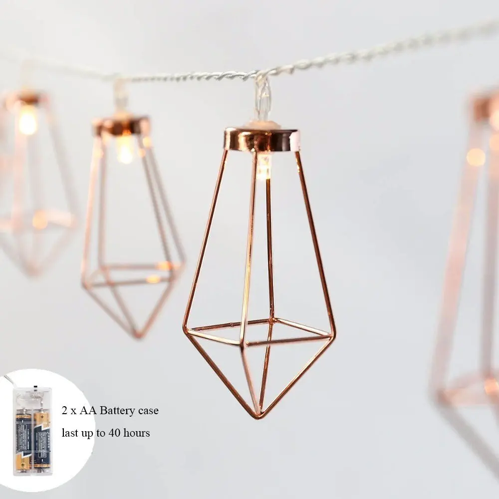 rose gold geometric fairy lights