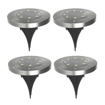 

4pcs Solar Powered Ground Light Waterproof Garden Pathway Deck Lights 8 LED Lamp for Home Yard Driveway Lawn Road Garden Decor