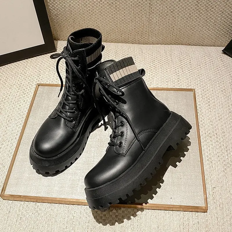 

2020 Autumn Women Boots Fashion Beige Short Boots Platform Gothic Shoes Motorcycle Boots Women Black Ankle Boots