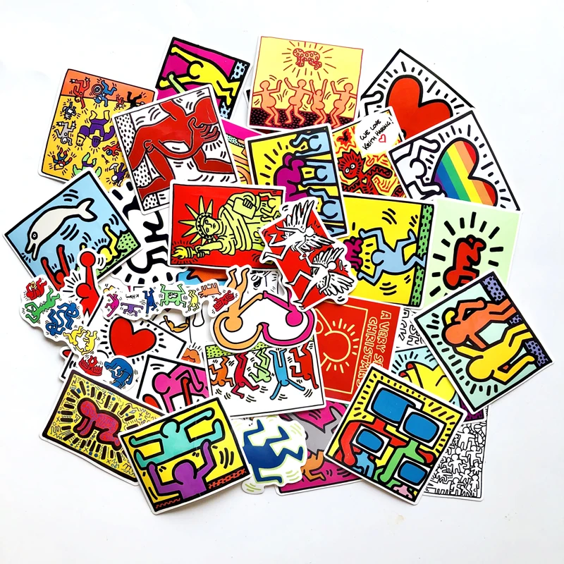 50 шт./лот, наклейка Keith Haring s для сноуборда, ноутбука, багажа, автомобиля, холодильника, автомобиля, Стилизация, наклейка Pegatina