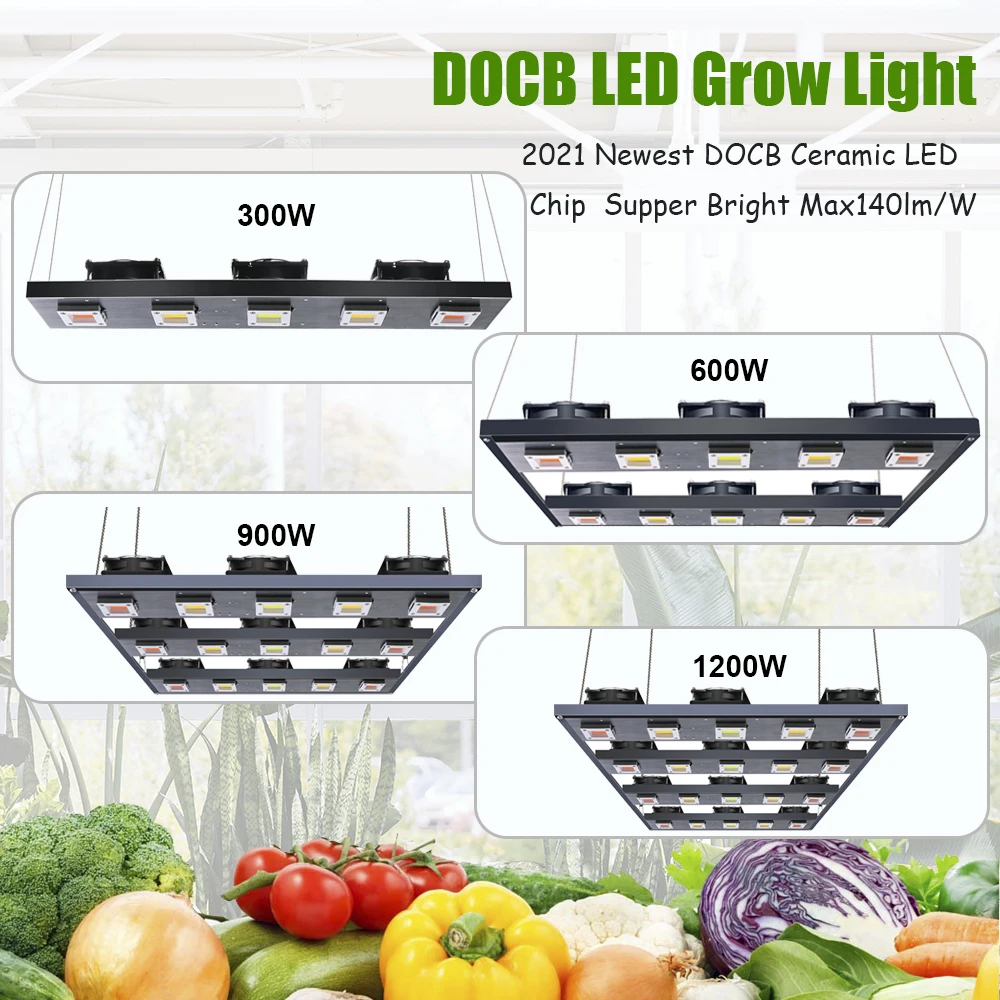 

Really Wat 300W 600W 900W 1200W DOCB LED Grow Light Indoor Plants Veg Flower Replace HPS/HID Hydroponic Full Spectrum Phyto Lamp