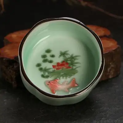 Керамическая чаша для чая дома кунг-фу черный чай Da Hong Pao Набор чашек лотоса и рыбы