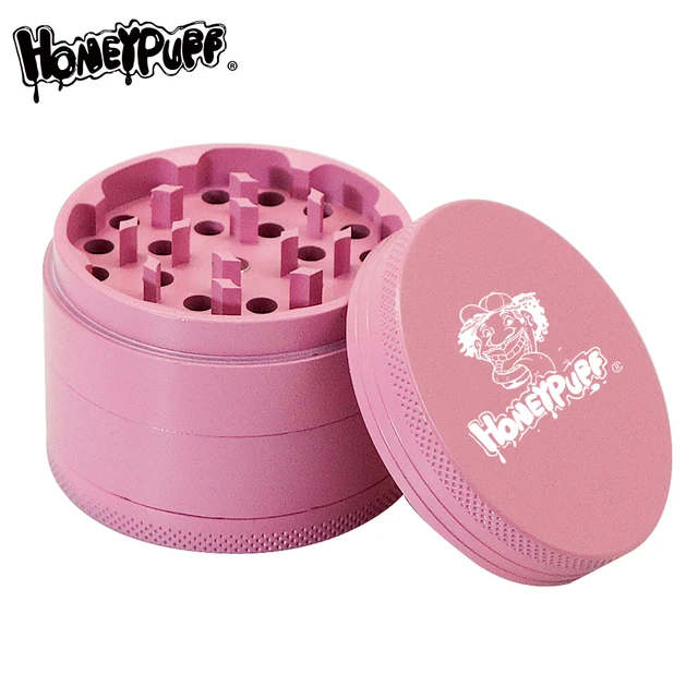 HONEYPUFF Grinder Weed Ceramic Herb Grinder Aluminum 63MM 4 Layers Grinding Machine Spices Grinder Crusher Weed Accessories Pink