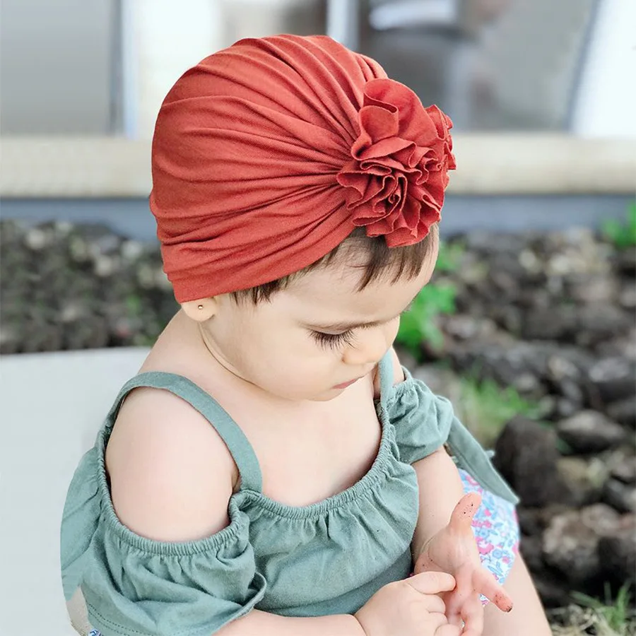 Cotton Soft Head Wraps Indian Turban Cute Baby Hat Floral Caps Beanies 