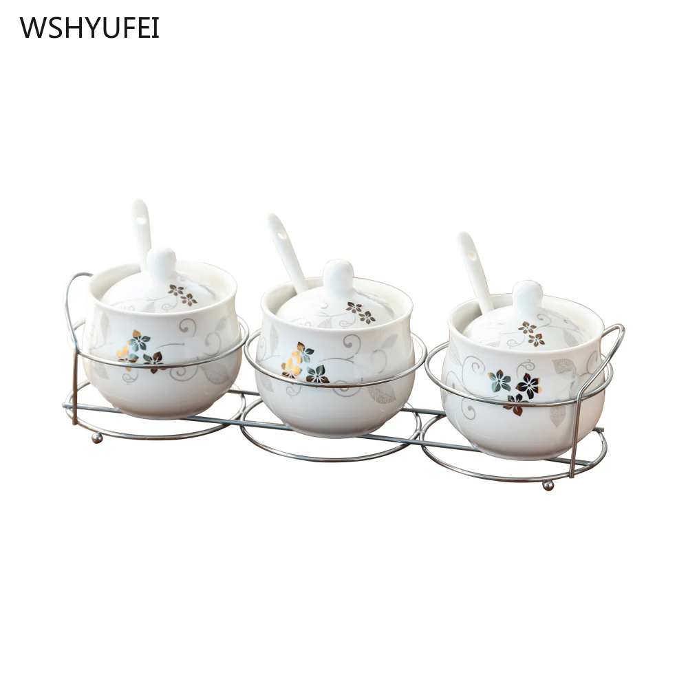 4Pcs Direct marketing garden flower creative ceramic seasoning jar home hotel kitchen seasoning storage decoration supplies
