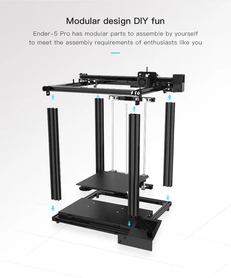 Creality Ender-5 Pro FDM 3D Printer with Silent Mainboard 2 Y-axis DIY 3D Printing Build Volume 220 x 220 x 300mm Extruder large 3d printer