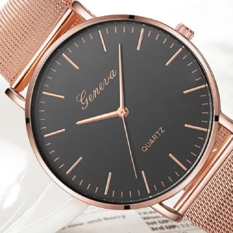 

GENEVA Brand Watch Women Watches Fashion Casual Men Watch Stainless Steel Ladies Quartz Wrist Watch zegarek damski reloj mujer